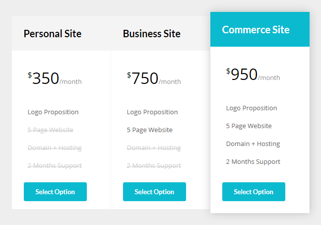 Pricing Table 3 Columns